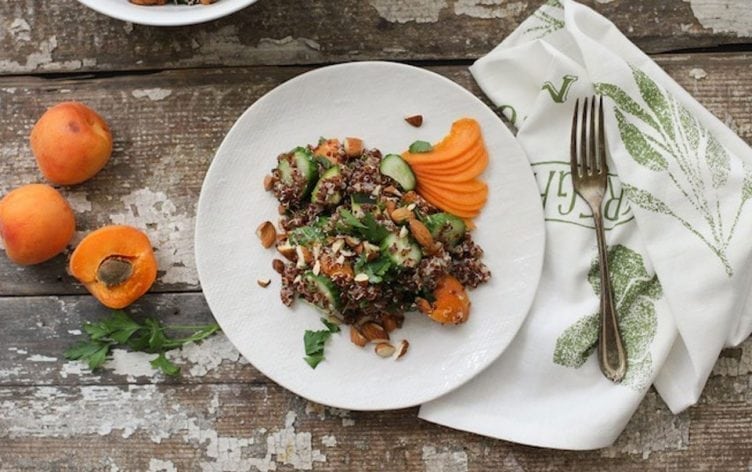 quinoa salad in a white bowl