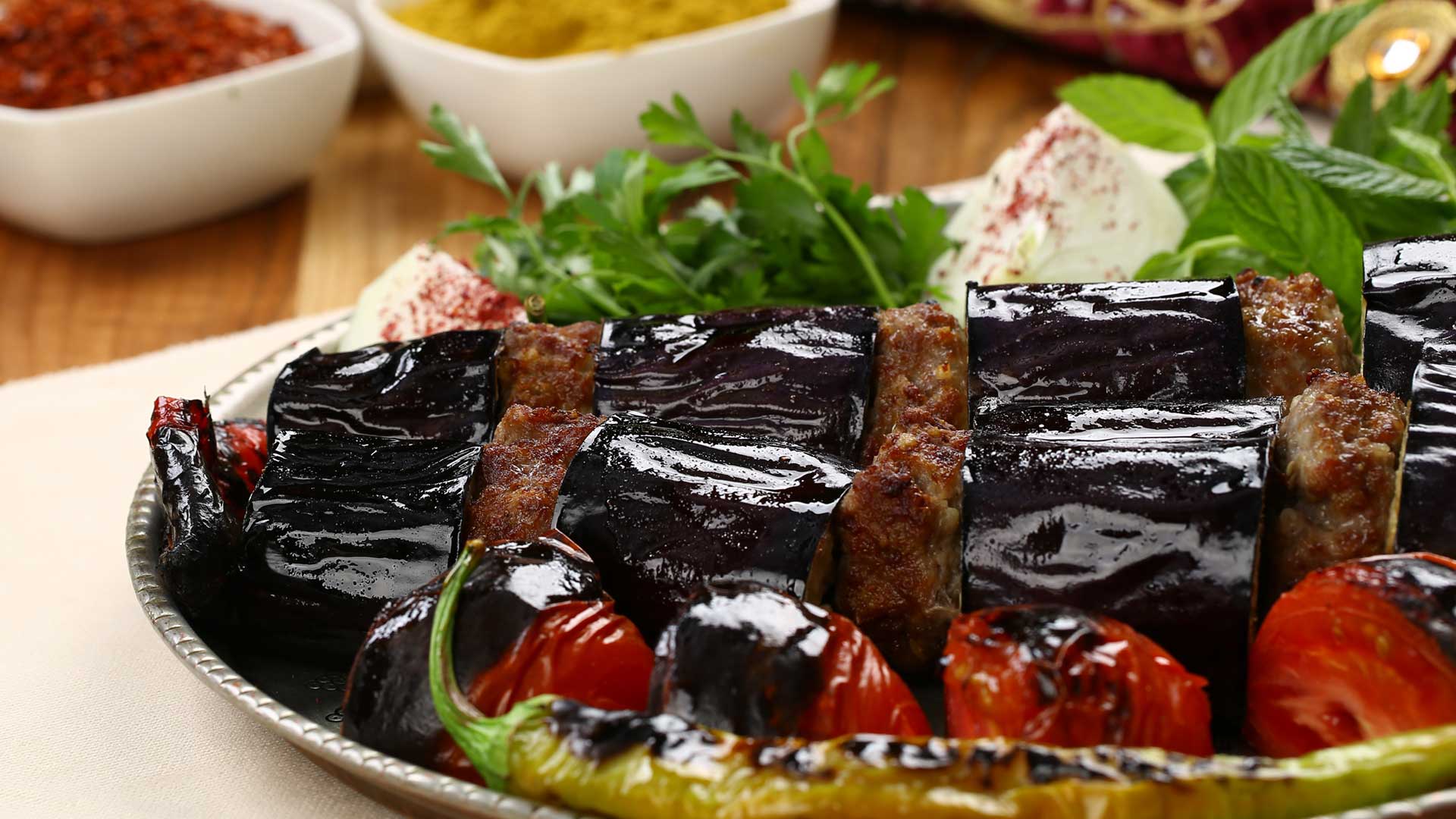 Baked aubergine kebap