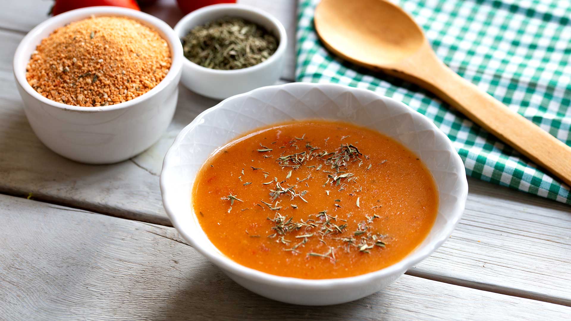 Tarhana soup in white bowl