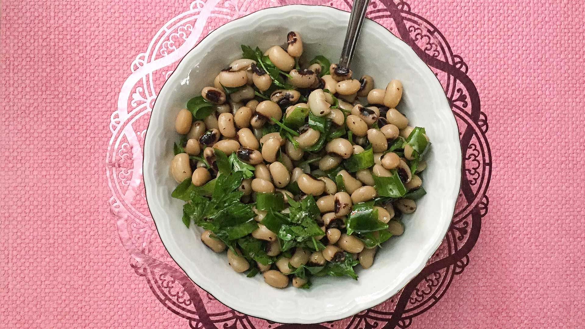 Mediterranean style black eyed peas salad