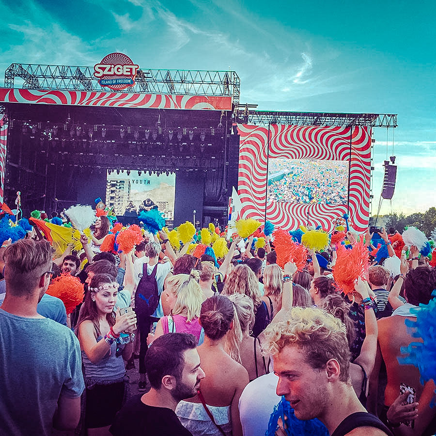 A crowd at the main stage of Sziget Festival
