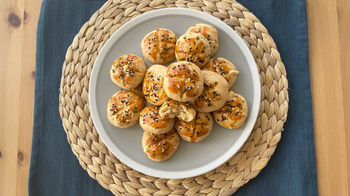 Top view cheese and dill pastry