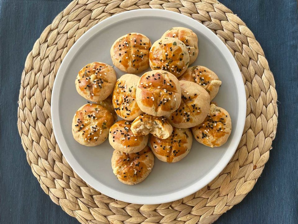 Top view cheese and dill pastry