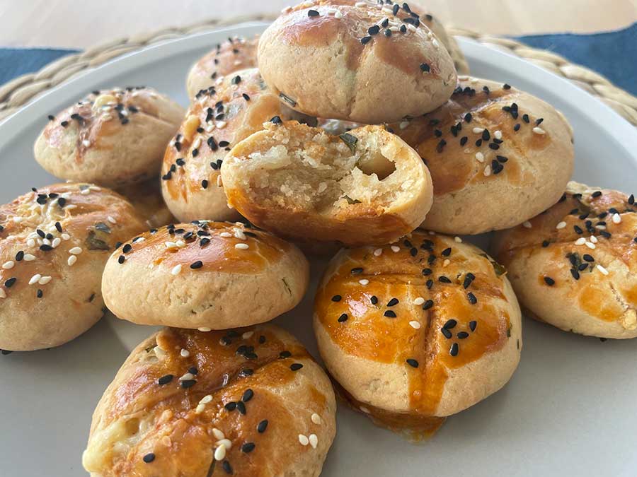 close-up cheese and dill pastry